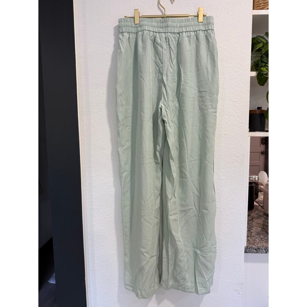 Halara Linen Blend Wide Leg Pants Seafoam M Tall High Rise Drawstring NWT - Picture 4 of 9